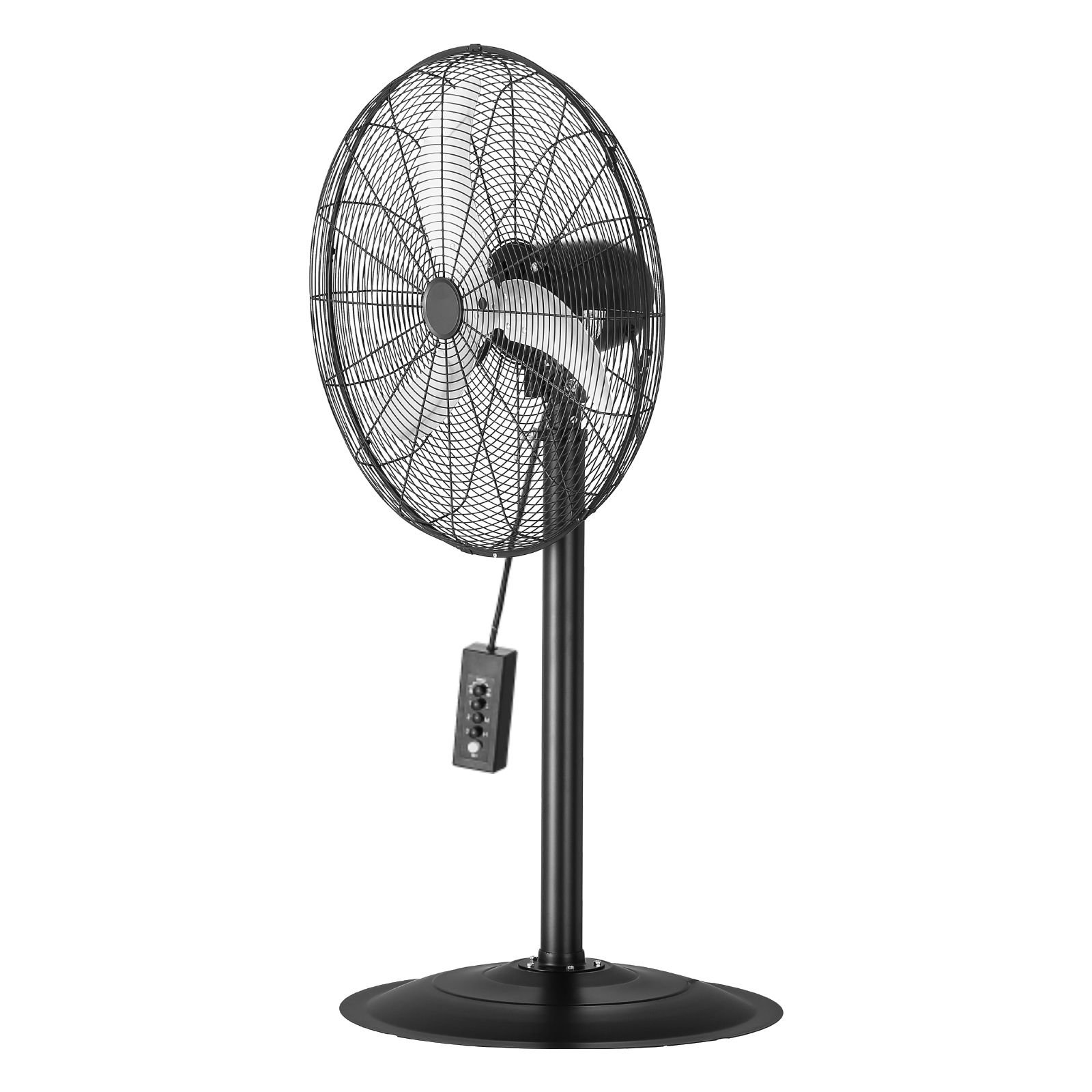 industrial pedestal fan, 24 inch 85 degree oscillating fan, height adjustable standing fans with 3 adjustable speeds, high power fans for warehouse,garage,commercial, black