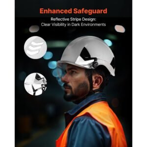industrial safety helmet, ansi/isea z89.1 approved abs hard hat with visor & 6 point ratchet suspension, adjustable vented hardhat for men & women, for outdoor and indoor construction workwear