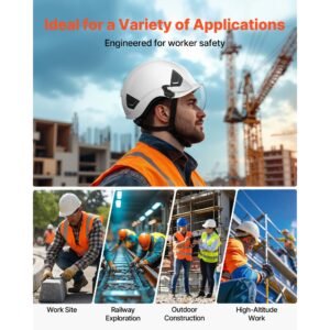 industrial safety helmet, ansi/isea z89.1 approved abs hard hat with visor & 6 point ratchet suspension, adjustable vented hardhat for men & women, for outdoor and indoor construction workwear