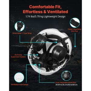 industrial safety helmet, ansi/isea z89.1 approved abs hard hat with visor & earmuffs, 6 point ratchet suspension, adjustable vented hardhat for men & women, for outdoor construction workwear