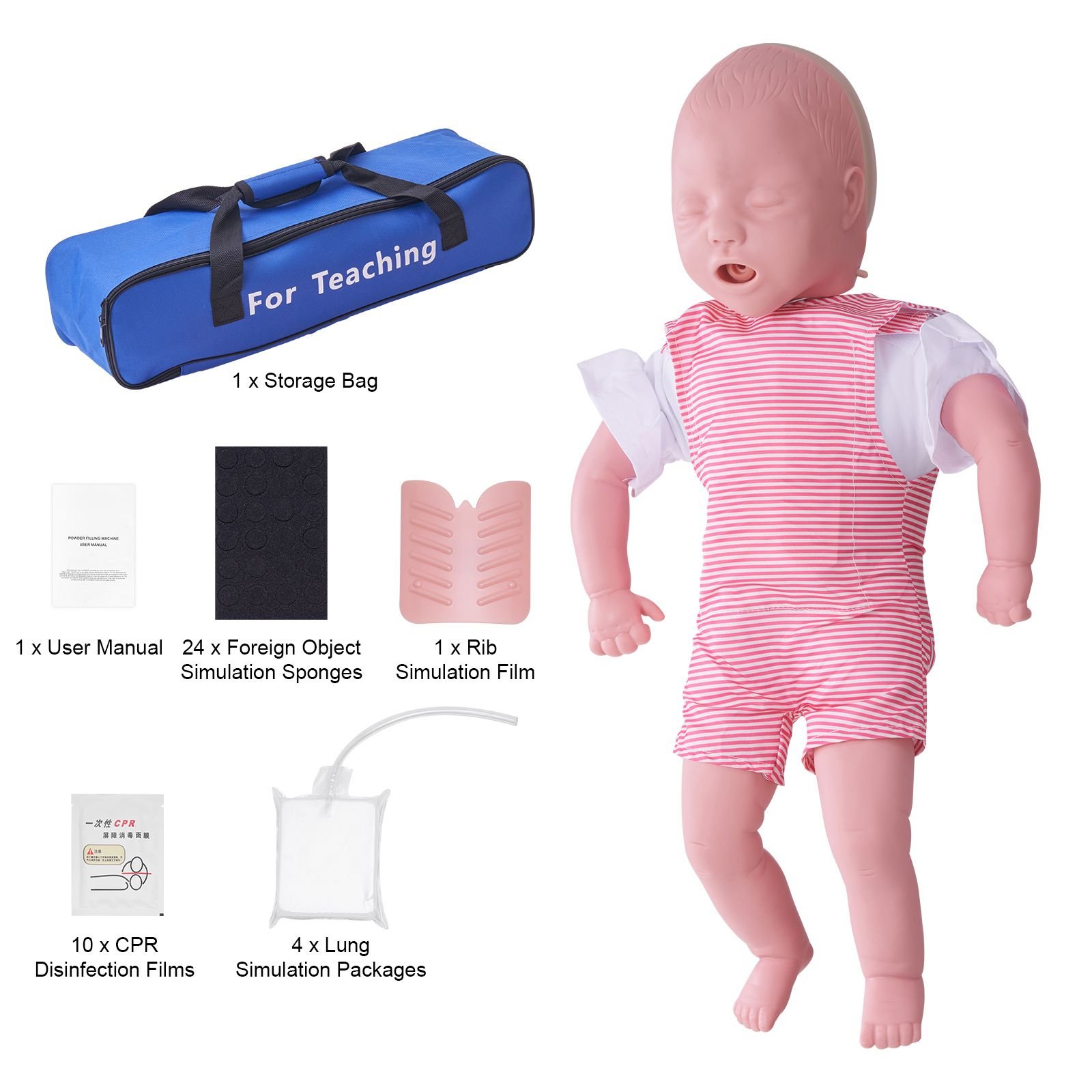 infant cpr training manikin, heimlich maneuver and cardiopulmonary resuscitation (cpr) practice, professional infant airway obstruction training manikin, baby infarction model for education