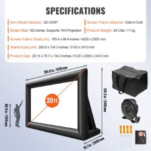 inflatable movie screen 20ft inflatable projector screen for outside with 350w air blower inflatable screen oxford fabric material blow up screen for outdoor movie supports front/rear projection