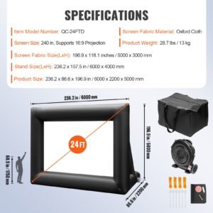 inflatable movie screen 24ft inflatable projector screen for outside with 360w air blower inflatable screen oxford fabric material blow up screen for outdoor movie supports front/rear projection