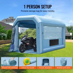 inflatable paint booth, 13.1 x 9.8 x 9 ft inflatable spray booth, with 750w powerful blower and air filter system, portable car paint booth for motorcycle, bicycle, auto part painting