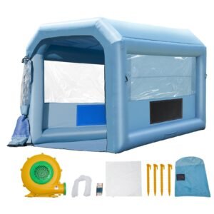inflatable paint booth, 13.1 x 9.8 x 9 ft inflatable spray booth, with 750w powerful blower and air filter system, portable car paint booth for motorcycle, bicycle, auto part painting