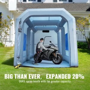 inflatable paint booth, 13x10x9ft inflatable spray booth, 950w high powerful blowers spray booth tent, car paint tent air filter system for car parking tent workstation motorcycle garage