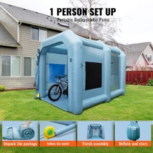 inflatable paint booth, 13x10x9ft inflatable spray booth, 950w high powerful blowers spray booth tent, car paint tent air filter system for car parking tent workstation motorcycle garage