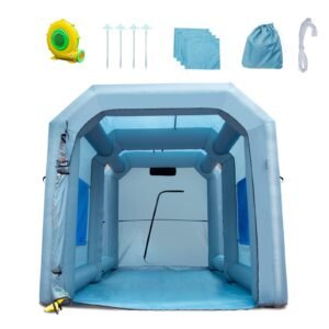 inflatable paint booth, 13x10x9ft inflatable spray booth, 950w high powerful blowers spray booth tent, car paint tent air filter system for car parking tent workstation motorcycle garage