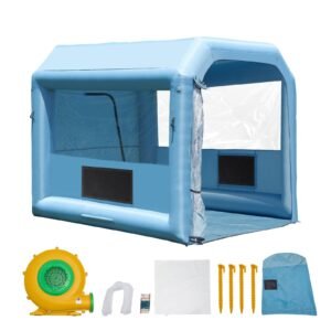 inflatable paint booth, 9.8 x 8.2 x 8.2 ft inflatable spray booth, with 550w powerful blower and air filter system, portable car paint booth for motorcycle, bicycle, small furniture painting
