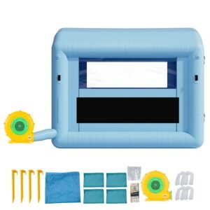 inflatable paint booth, 9.84 x 8.2 x 8.2 ft, inflatable spray booth with 550w powerful blower and air filter system, round roof with light hook, for painting bicycle, motorcycle, and furniture