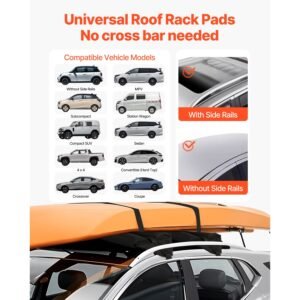 inflatable soft roof rack bars, 37.6 inch universal car roof rack pads, 88lbs loading luggage kayak carrier with 2 tie down straps & ropes, hand air pump, storage bag for canoes surfboards sups
