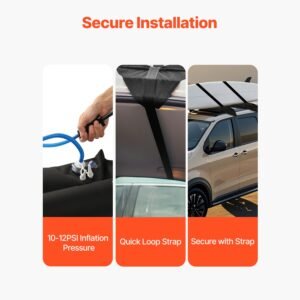 inflatable soft roof rack bars, 37.6 inch universal car roof rack pads, 88lbs loading luggage kayak carrier with 2 tie down straps & ropes, hand air pump, storage bag for canoes surfboards sups