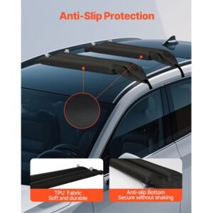 inflatable soft roof rack bars, 37.6 inch universal car roof rack pads, 88lbs loading luggage kayak carrier with 2 tie down straps & ropes, hand air pump, storage bag for canoes surfboards sups