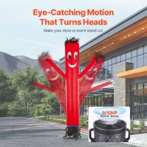 inflatable tube man set, 10 ft tall, wacky waving inflatable dancing tube guy with 9/10 hp blower, pp shell ipx3 waterproof blower fan, for outdoor advertising business store party