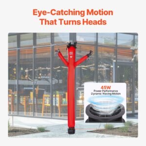 inflatable tube man set, 6 ft tall, wacky waving inflatable dancing tube guy with 1/15 hp blower, pp shell ipx3 waterproof blower fan, for outdoor advertising business store party