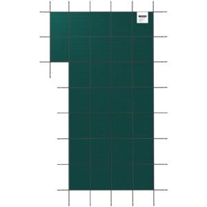 inground pool safety cover, 18 ft x 34 ft rectangular winter pool cover with left step, triple stitched, high strength mesh pp material, good rain permeability, installation hardware included
