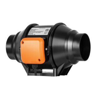 inline duct fan, 4 inch 200 cfm with variable speed controller, quiet ac motor ventilation exhaust fan for cooling booster, grow tents, hydroponics