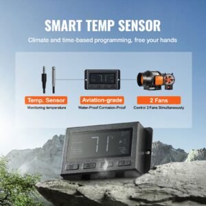 inline duct fan, 6 inch 402 cfm with temperature humidity controller, quiet ec motor ventilation exhaust fan for cooling booster, grow tents, hydroponics