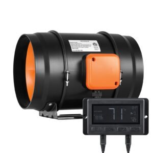 Inline Duct Fan, 8-Inch 807 CFM with Temperature Humidity Controller, Quiet EC-motor Ventilation Exhaust Fan for Cooling Booster, Grow Tents, Hydroponics