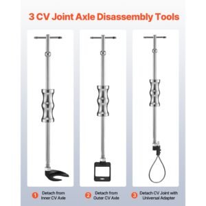 inner cv axle puller tool set with 5/8 in 18 slide hammer & 2 inch 2.5 inch cv joint fork adapter, inner cv joint removal tool kit, heavy duty front wheel drive axle puller slide hammer set
