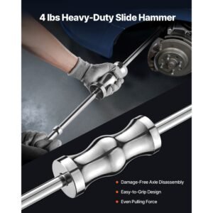 inner cv axle puller tool set with 5/8 in 18 slide hammer & 2 inch 2.5 inch cv joint fork adapter, inner cv joint removal tool kit, heavy duty front wheel drive axle puller slide hammer set