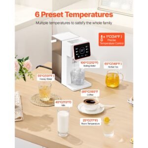 instant hot water dispenser, countertop boiling water dispenser with adjustable 6 temperatures & 7 water volumes, 101oz removable water tank, quick heating with touchscreen & child lock for home