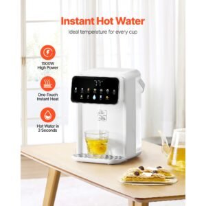 instant hot water dispenser, countertop boiling water dispenser with adjustable 7 temperatures & 7 water volumes, 118oz removable water tank, quick heating with touchscreen & child lock for home