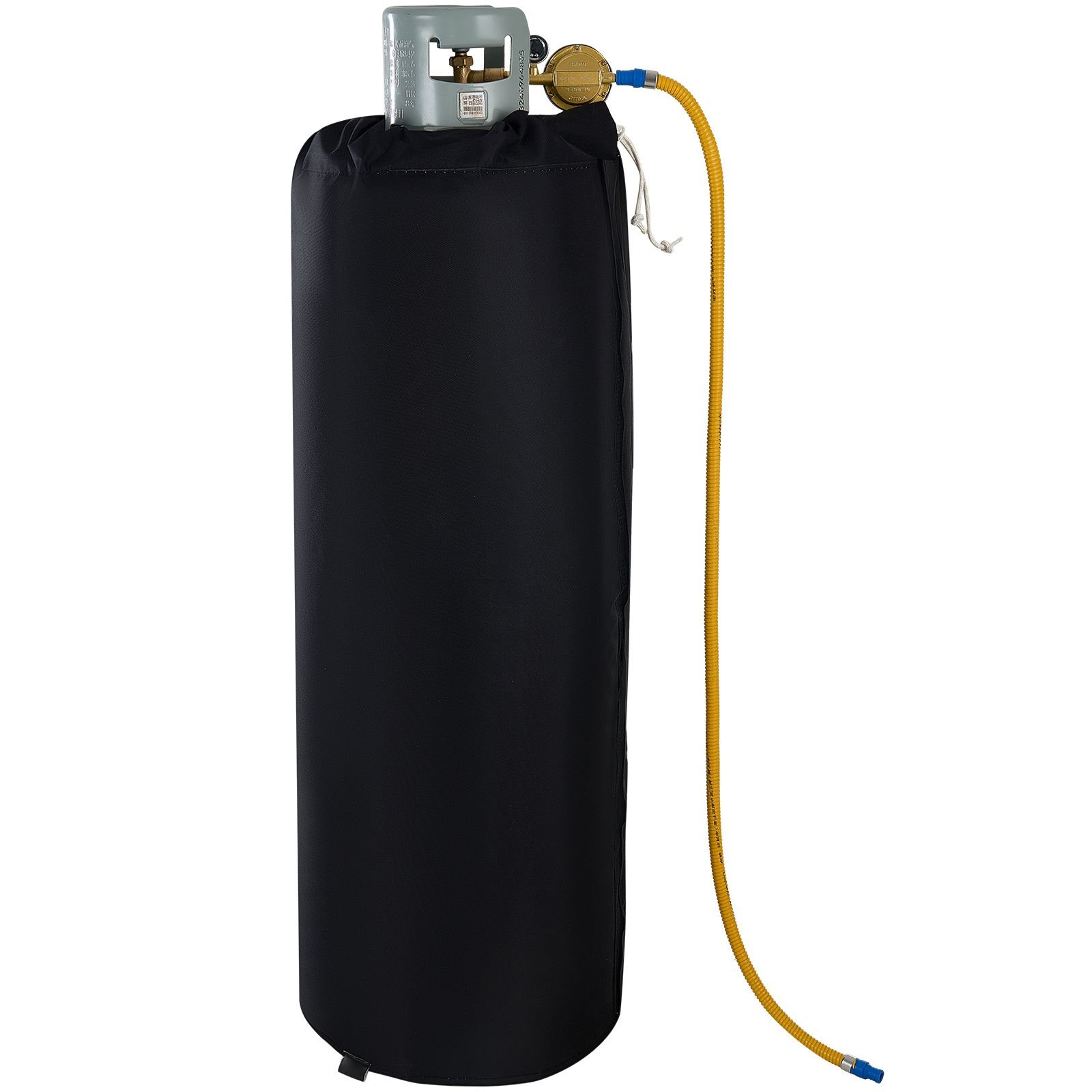 insulated band style gas cylinder warmer, fits 100 lbs gas tanks 280w propane heater, fixed internal thermostat max temp 90 fahrenheit, durable waterproof oxford fabric, fcc listed