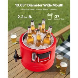 insulated beverage dispenser, 2.2 gal/8l thermal hot and cold drink server dispenser with spigot, food grade cooler jug with 304 stainless steel interior, for tea coffee restaurant outdoor
