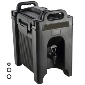 Insulated Beverage Dispenser, 2.5 Gallon, Food-grade LDPE Hot and Cold Beverage Server, Thermal Drink Dispenser Cooler with 0.9 in PU Layer Two-Stage Faucet Handle, for Restaurant Drink Shop