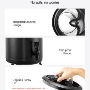 insulated beverage dispenser, 3.2 gal/12l stainless steel thermal drink server with spigot & temp display, suitable for hot and cold drinks, for tea coffee water in cafes & restaurants, black