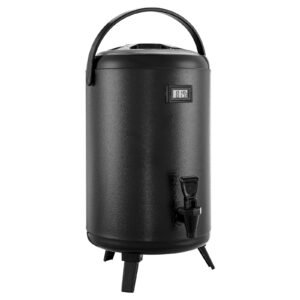 Insulated Beverage Dispenser, 3.2 Gal/12L Stainless Steel Thermal Drink Server with Spigot & Temp Display, Suitable for Hot and Cold Drinks, for Tea Coffee Water in Cafes & Restaurants, Black