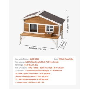 insulated cat house, all around foam insulation elevated cat shelter, wooden feral kitty shelter with large platform, waterproof cats condos for indoor & outdoor cats in winter 43.5x33.5x31 in