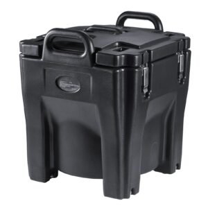 Insulated Food Carrier, 32Qt Capacity, Stackable Catering Hot Box w/Stainless Steel Barrel, Top Load LLDPE Food Warmer w/Integral Handles Buckles Stationary , for Restaurant Canteen, Black