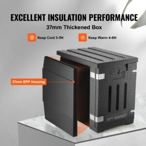 insulated food pan carrier, 82 qt hot box for catering, lldpe food box carrier with double buckles, front loading food warmer for restaurant, canteen, etc.