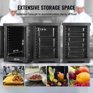 insulated food pan carrier, 82 qt hot box for catering, lldpe food box carrier with double buckles, front loading food warmer for restaurant, canteen, etc.