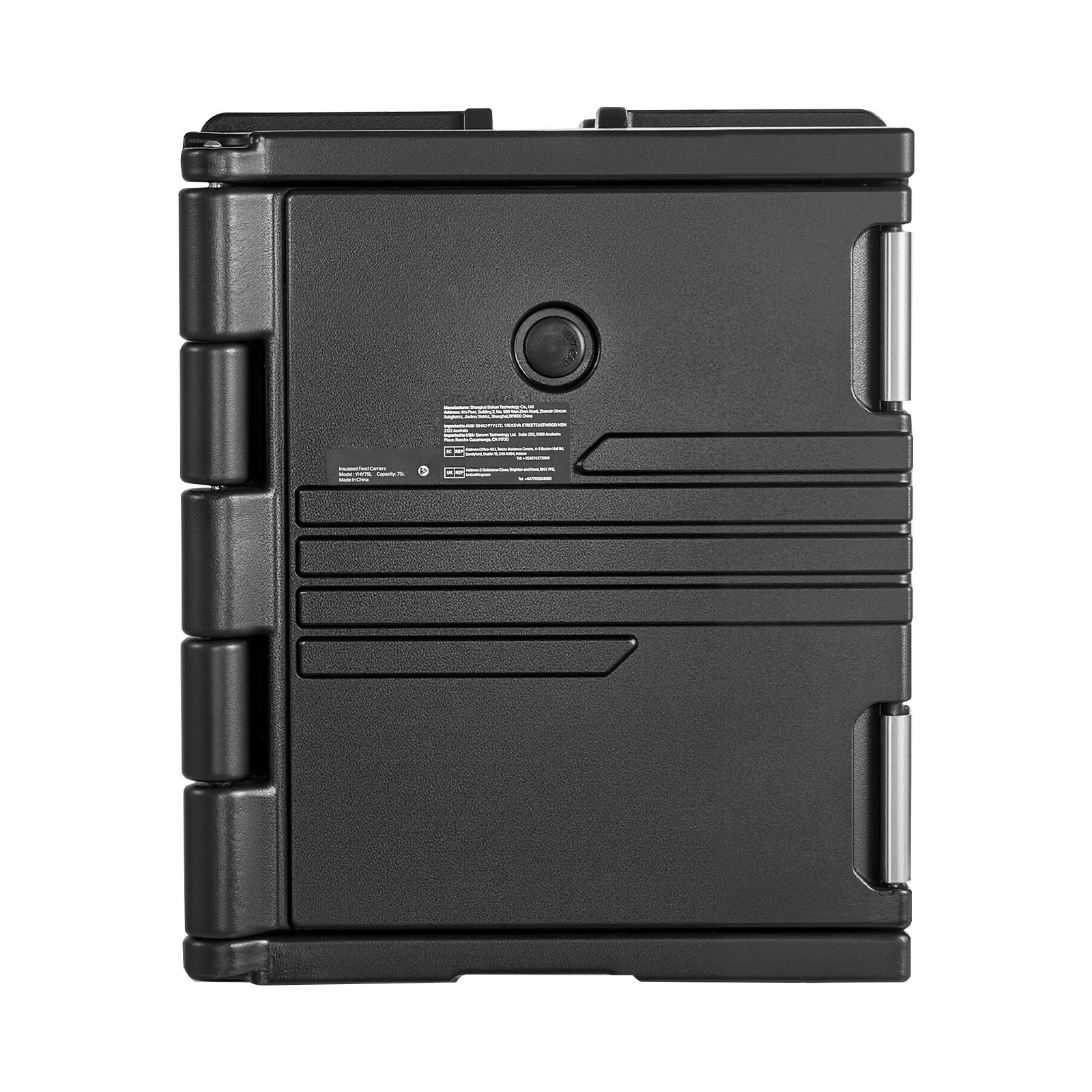 insulated food pan carrier, 82 qt non electrical food warmer, with wheel & 304 stainless steel latch, lldpe stackable hot box, for various pan sizes(not included), fit catering bbq event(black)