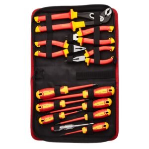 insulated screwdriver set, 12 piece professional electrical screwdriver set, 1000v insulated electrician tool set, with magnetic phillips slotted tips, insulated pliers, and diagonal pliers