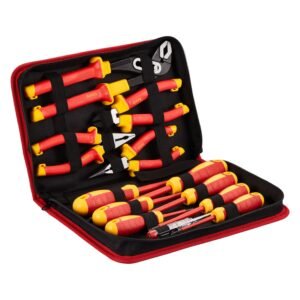 insulated screwdriver set, 12 piece professional electrical screwdriver set, 1000v insulated electrician tool set, with magnetic phillips slotted tips, insulated pliers, and diagonal pliers