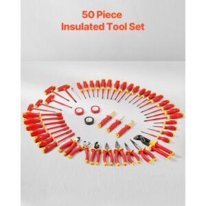 insulated screwdriver set, 50 piece professional electrical screwdriver set, 1000v insulated electrician tool, with magnetic tips, t handle hex wrench, screwdriver, single pole voltage tester