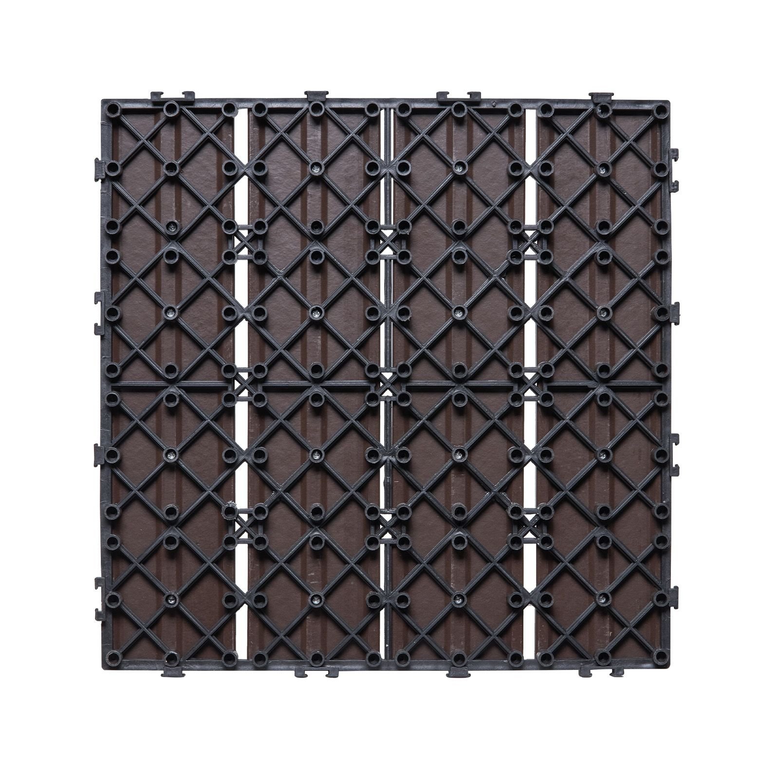 interlocking deck tiles plastic wood, 10 pack,12"x12" 10 sq. ft waterproof outdoor flooring all weather use, patio floor decking covering tiles for porch poolside balcony backyard, dark brown