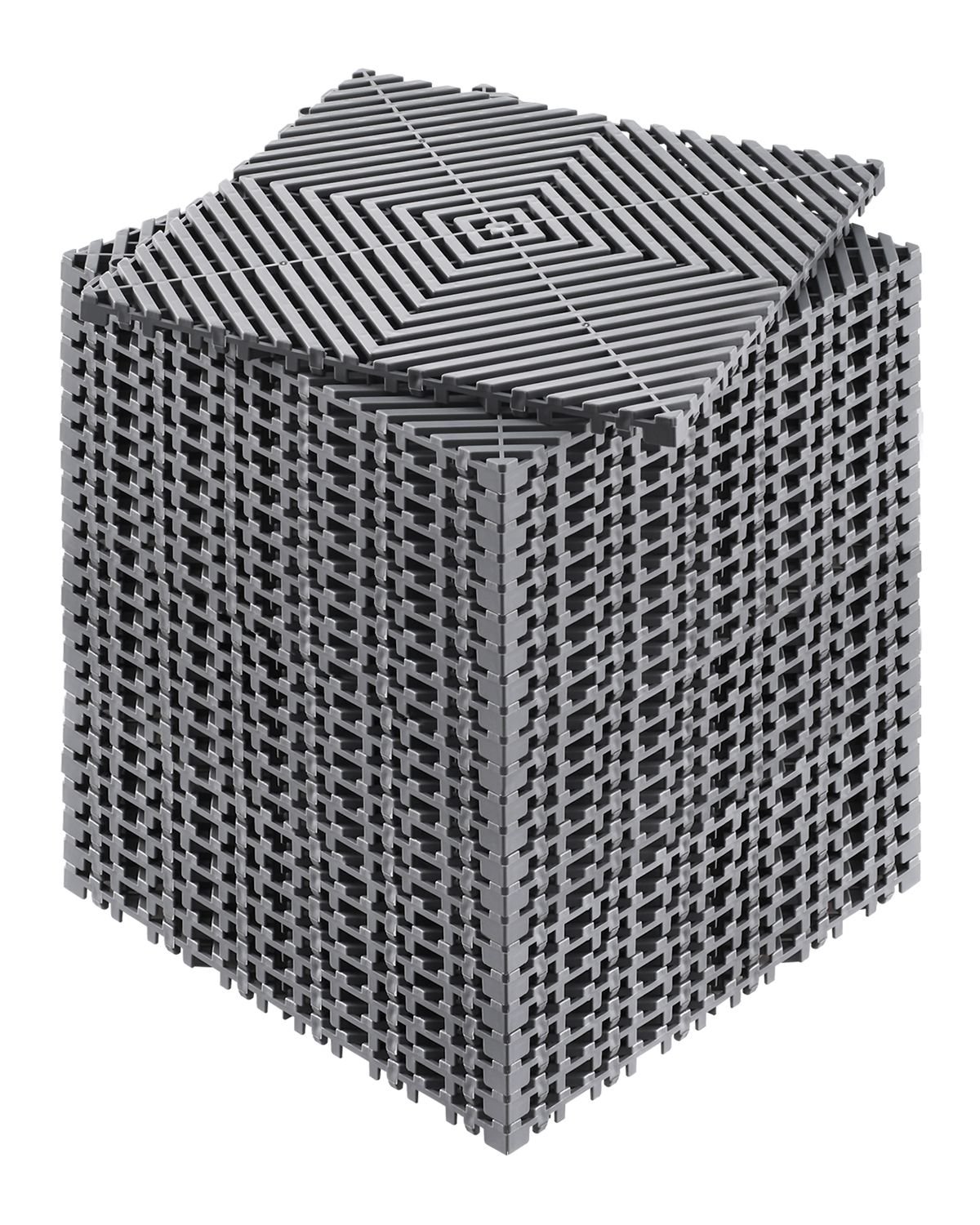 interlocking drainage mat, 12' x 12' modular interlocking cushion, 24 pcs splicing drainage mats, non slip gray pp drainage floor tile and shower mat, for garage, garden, kitchen & outdoor