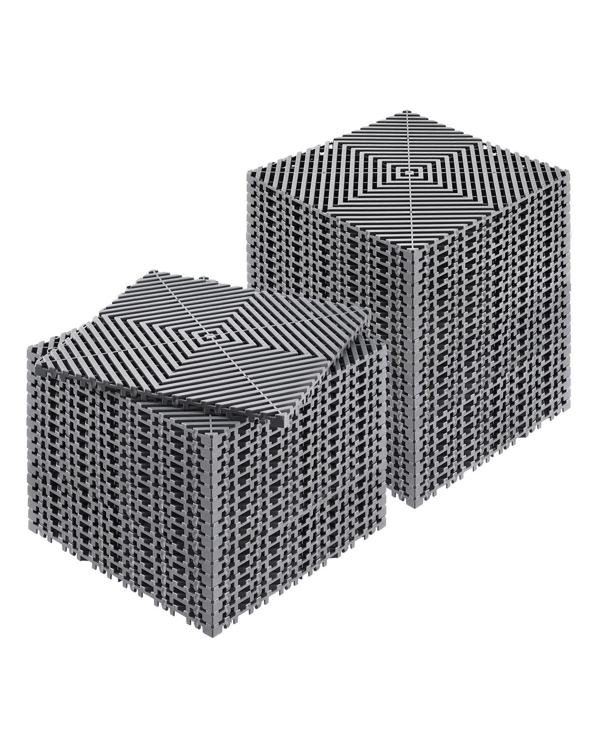 interlocking drainage mat, 12' x 12' modular interlocking cushion, 40 pcs splicing drainage mats, non slip gray pp drainage floor tile and shower mat, for garage, garden, kitchen & outdoor