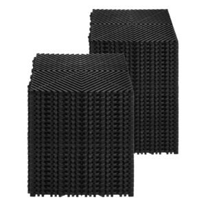 interlocking drainage mat, 12' x 12' modular interlocking cushion, 50 pcs splicing drainage mats, non slip black pp drainage floor tile and shower mat, for garage, garden, kitchen & outdoor