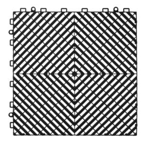 interlocking drainage mat, 12' x 12' modular interlocking cushion, 50 pcs splicing drainage mats, non slip black pp drainage floor tile and shower mat, for garage, garden, kitchen & outdoor