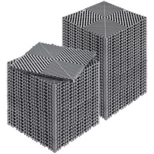 interlocking drainage mat, 12' x 12' modular interlocking cushion, 50 pcs splicing drainage mats, non slip gray pp drainage floor tile and shower mat, for garage, garden, kitchen & outdoor
