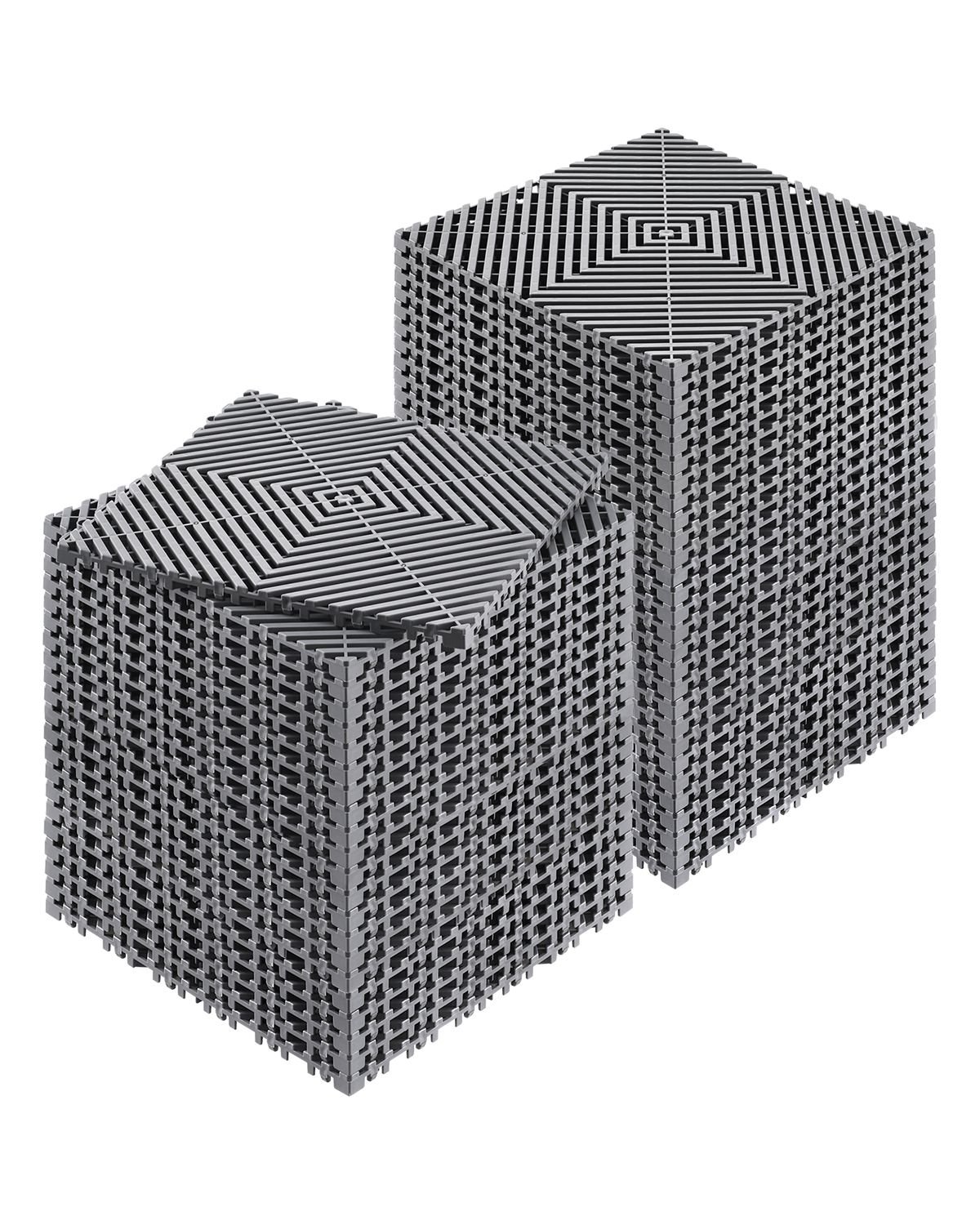 interlocking drainage mat, 12' x 12' modular interlocking cushion, 50 pcs splicing drainage mats, non slip gray pp drainage floor tile and shower mat, for garage, garden, kitchen & outdoor