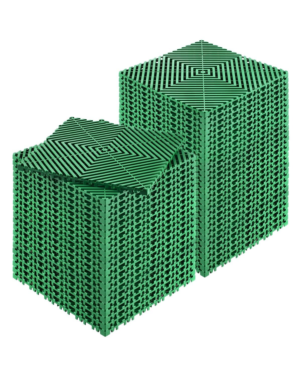 interlocking drainage mat, 50 pcs modular interlocking cushion, 12' x 12' splicing drainage mats, non slip green pp drainage floor tile and shower mat, for garage, garden, kitchen & outdoor