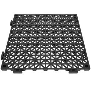 interlocking tile 50pcs black, drainage tiles 12" x 12" splicing, soft pvc interlocking drainage floor tiles, non slip drainage holes for restroom, bathroom, kitchen, pool, wet areas