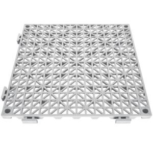 interlocking tile 50pcs gray, drainage tiles 12" x 12" splicing, soft pvc interlocking drainage floor tiles, non slip drainage holes for restroom, bathroom, kitchen, pool, wet areas